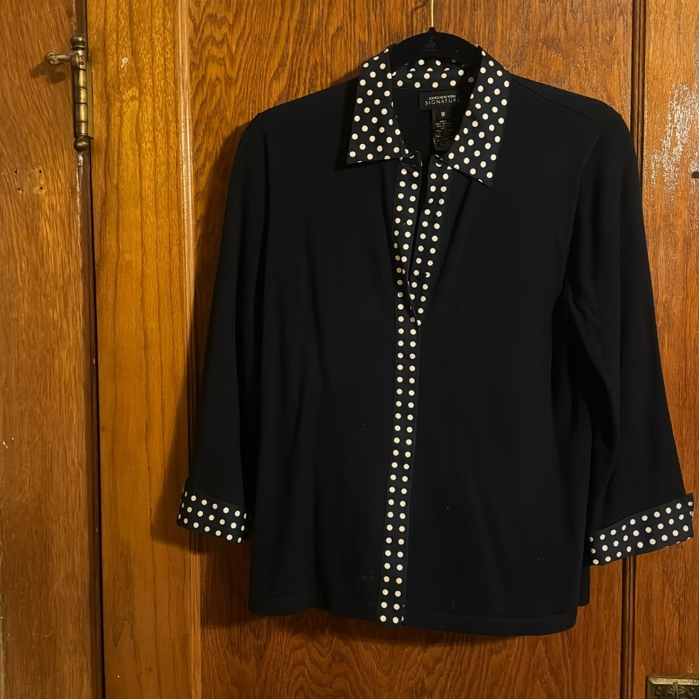 Navy Vlue & Whit Polka Dot Sweater